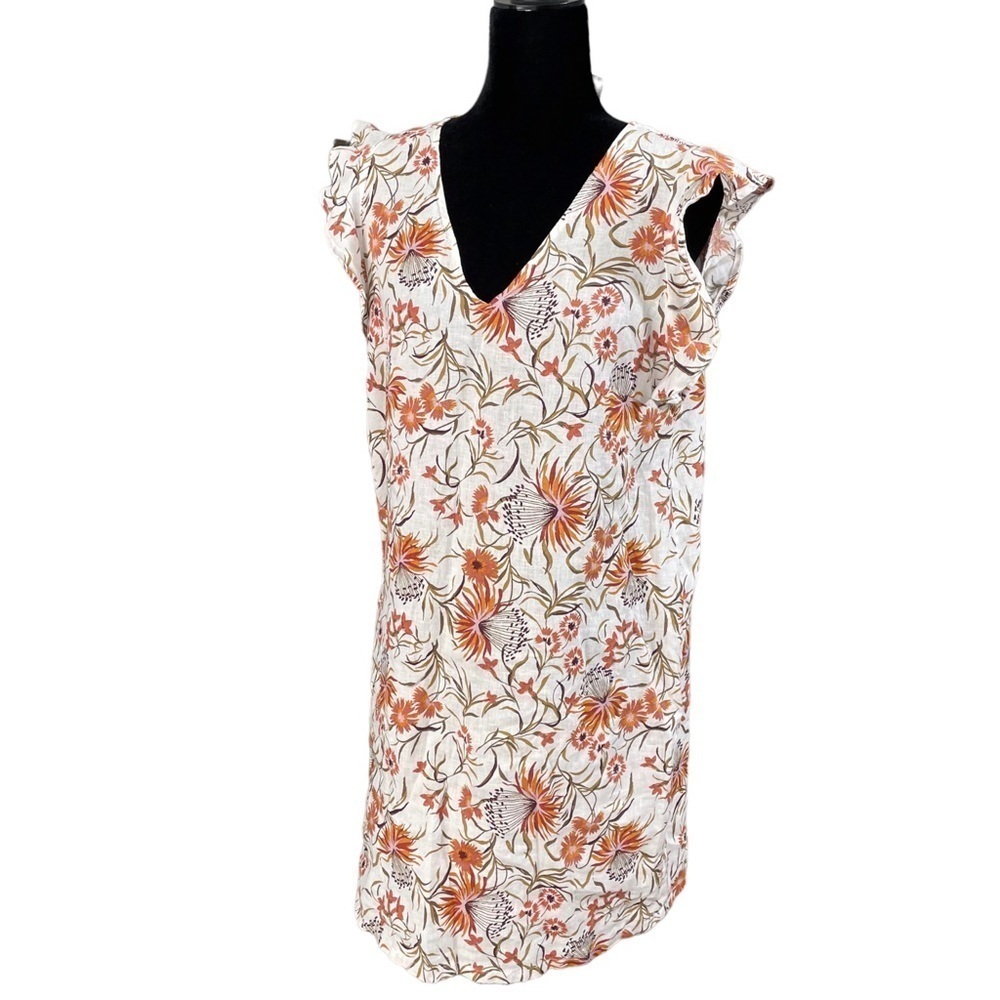 NWT JOIE Linen Sun Women’s Floral Shift Dress Floral Flutter Sleeves